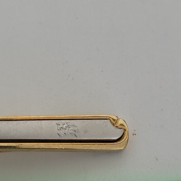 Burberry Tie Bar Clip Clasp Gold Silver Tone 2in Logo Vintage Logo - Picture 6 of 6